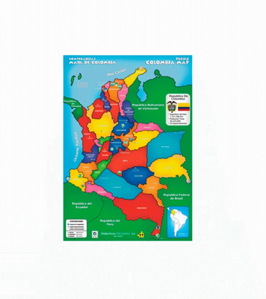 Rompecabezas Mapa Colombia Gigante X53 Pzs Didacticos Pinocho 