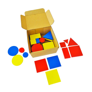 Bloques lógicos escolares en  madera x48 Pzs. - empaque de cartón