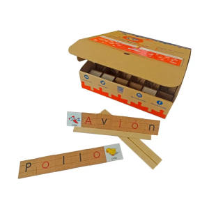 Caja de letras y palabras español imprenta - empaque de cartón