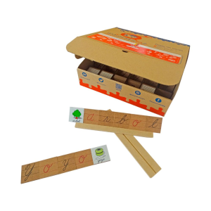 Caja de letras y palabras español cursiva - empaque de cartón