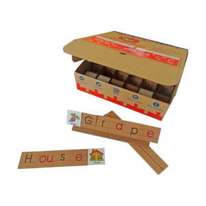 Caja de letras y palabras inglés imprenta - empaque de cartón