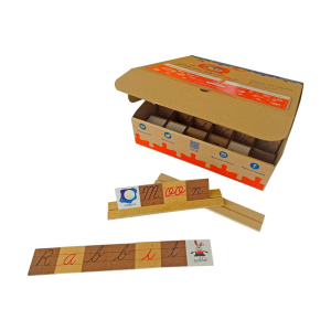 Caja de letras y palabras inglés cursiva - empaque de cartón