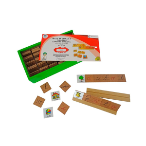 Caja de letras y palabras cursiva español