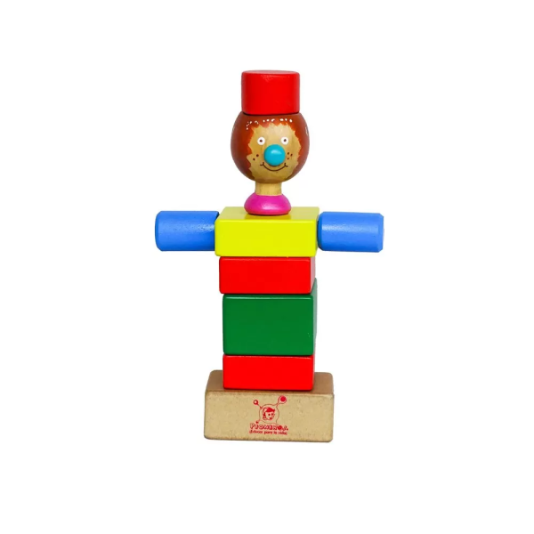Payaso de ensartar en madera