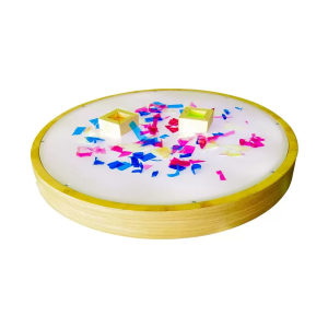 Panel de luz circular en madera