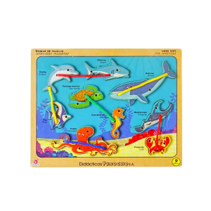Juego enhebrando animales marinos