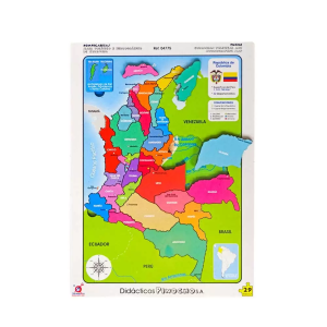 Rompecabezas mapa político e hidrográfico de colombia