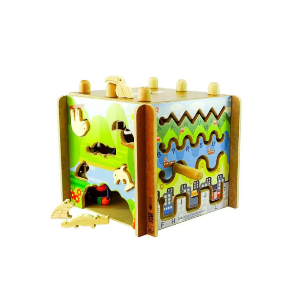 Cubo de aprendizaje múltiple en madera - Image 2