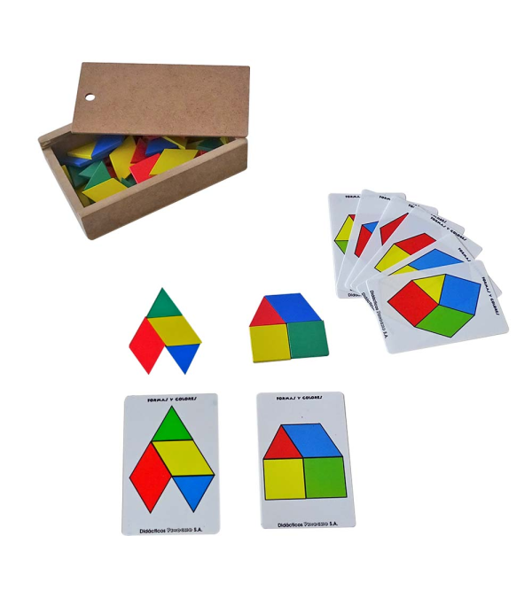 Mosaico en madera (Formas y Colores) x 56 pzs